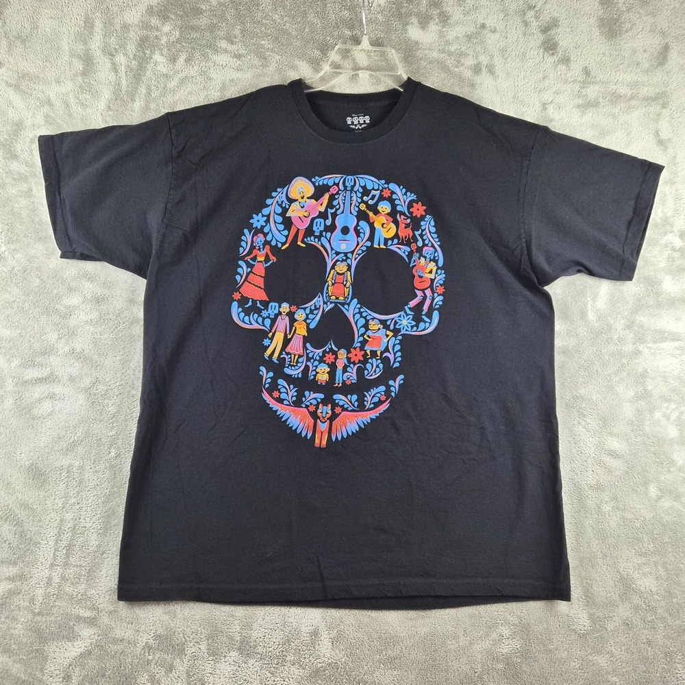 Disney Pixar Coco T Shirt XXL Black Sugar Skull Day Of The Dead Graphic Tee